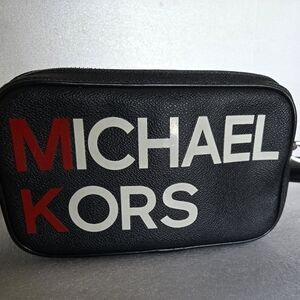 Michael Kors Black Belt Bag with Red and White Logo